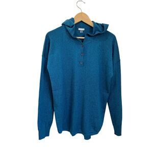 Smartwool Merino Wool Blend Hooded Sweater Shadow Pine Blue Size L Outdoor
